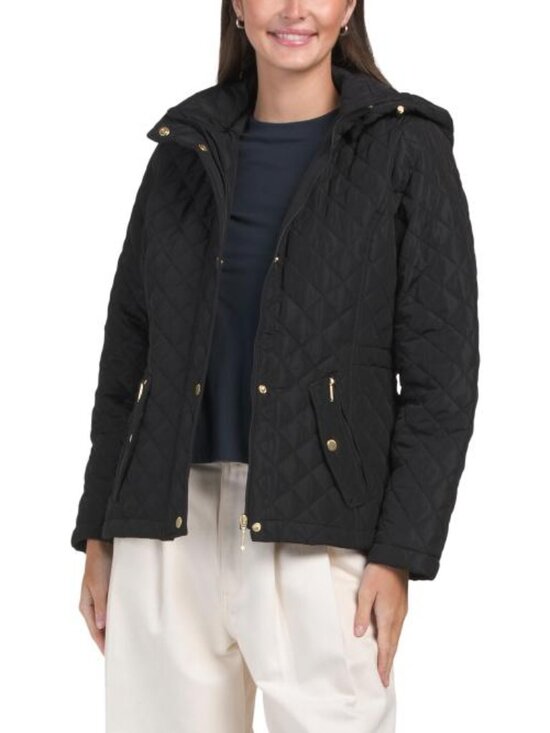 Weatherproof Jackets & Blazers - WEATHERPROOF Quilted Jacket With Detachable Hood And Plaid Yoke Lining